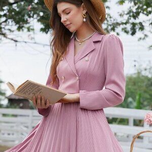 Mauve Pink SHEIN Maxi Dress with Collar and Decorative Buttons Size M (US 6) 🌸🌷🌸